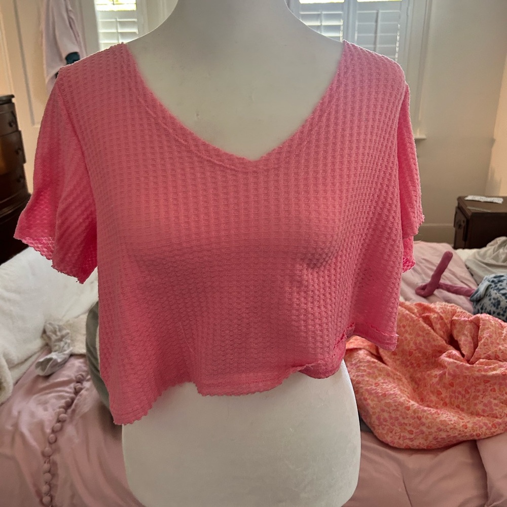 Pink off the shoulder crop top